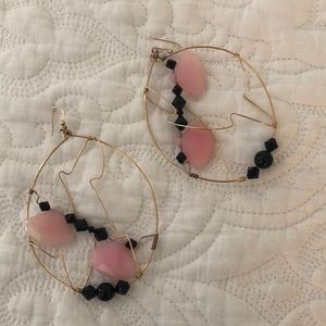 Large beaded hoop earrings